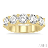 3 ctw 5 Stone Round Cut Diamond Wedding Band in 14K Yellow Gold